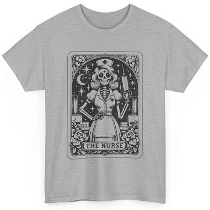 Retro Skeleton The Nurse Tarot Card Halloween Nursing Life Classic Unisex T-Shirt