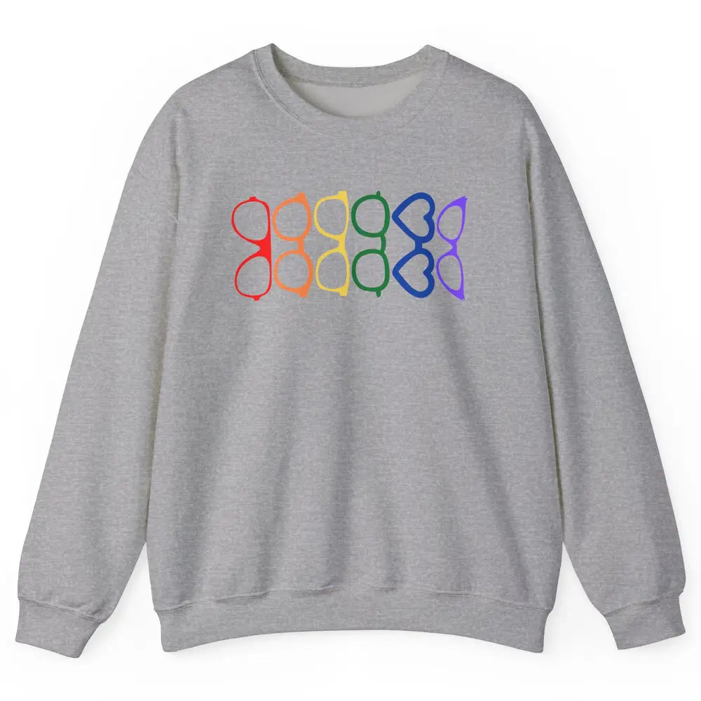 Rainbow Eyeglasses Pride Optometrist Optician Glasses Gift Unisex Crewneck Sweatshirt