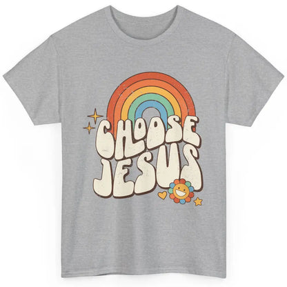 Retro Rainbow Groovy Choose Jesus Christian Religious Classic Unisex T-Shirt