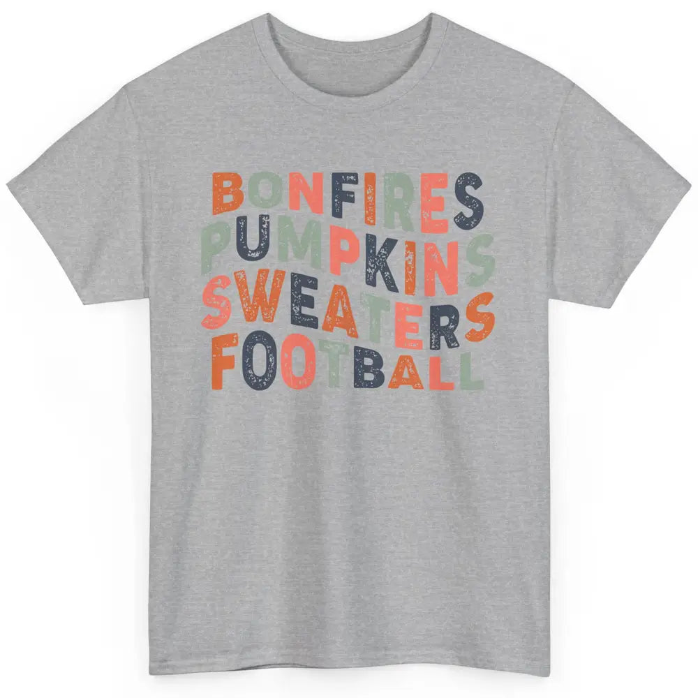 Retro Fall Bonfires Pumpkins Swaeaters Football Thanksgiving Classic Unisex T-Shirt