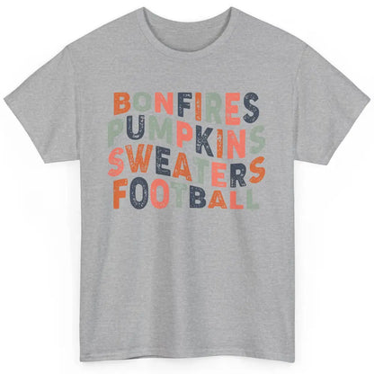 Retro Fall Bonfires Pumpkins Swaeaters Football Thanksgiving Classic Unisex T-Shirt