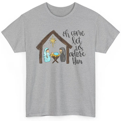 Retro Christmas Church Oh Come Let Us Adore Him Hand Drawing Classic Unisex T-Shirt