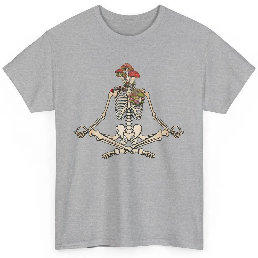 Vintage Skeleton Rib Mushroom Yoga Plants Lover Gardening Classic Unisex T-Shirt