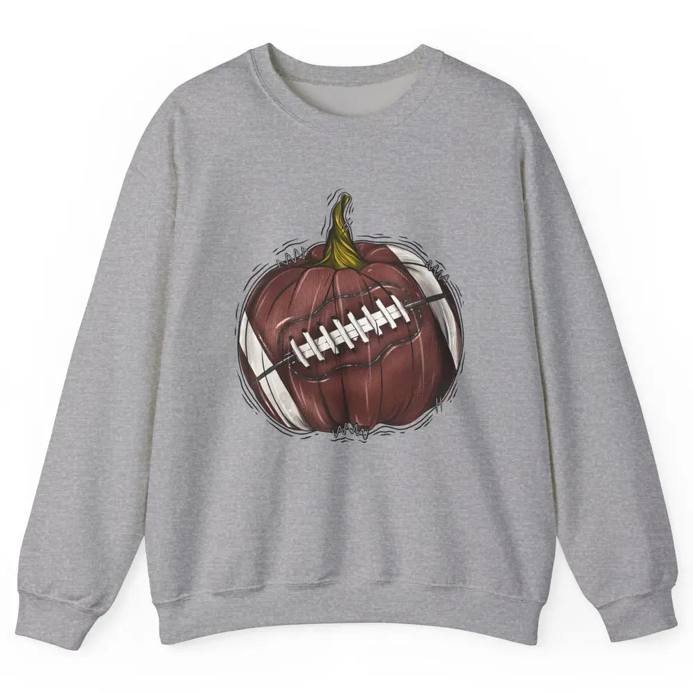 Football Pumpkin Tis The Season Fall Leaves Autumn Halloween Unisex Crewneck Sweatshirt