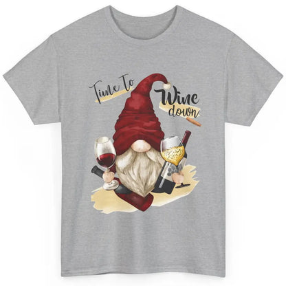 Christmas Gnome Wine It's Time to Wine Down Winter Holiday Classic Unisex T-Shirt
