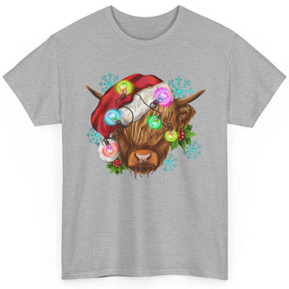 Christmas Highland Cow Xmas Light Western Christmas Cow Classic Unisex T-Shirt