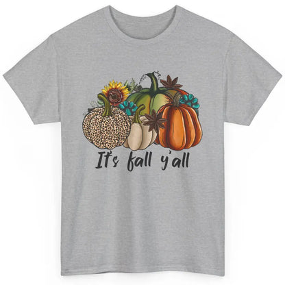 Leopard Pumpkin It's Fall Yall Fall Leaves Western Autumn Classic Unisex T-Shirt