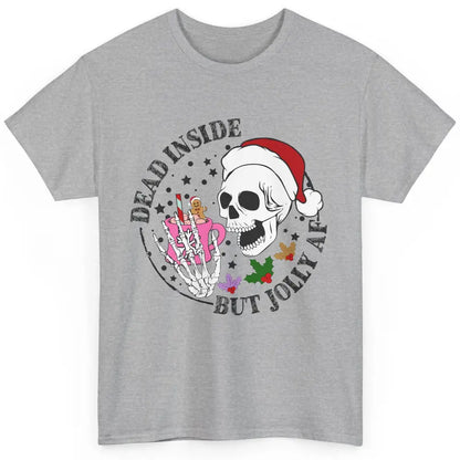 Christmas Skeleton Coffee Dead Inside But Jolly AF Christmas Classic Unisex T-Shirt