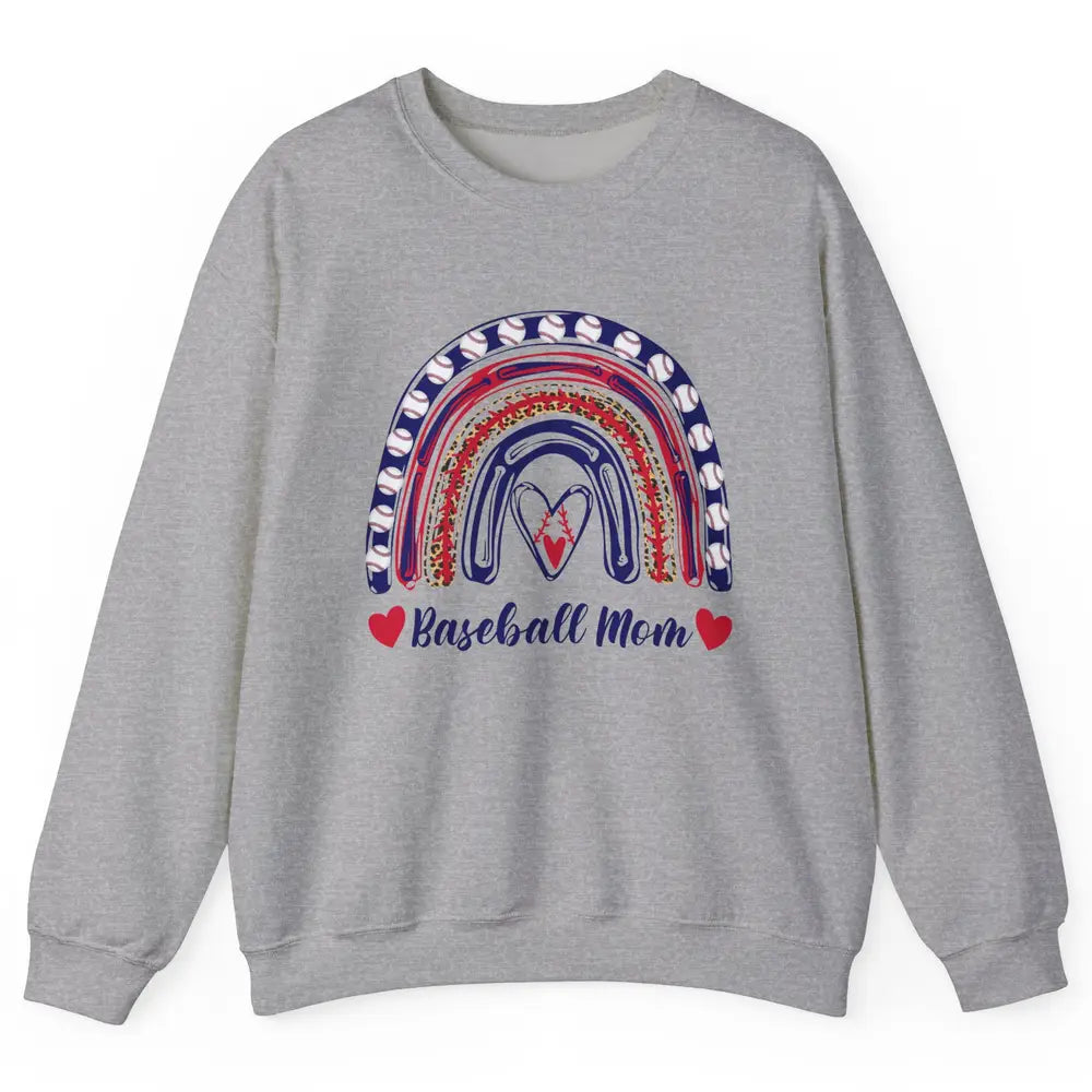Baseball Mom Leopard Rainbow Proud Baseball Softball Players Unisex Crewneck Sweatshirt