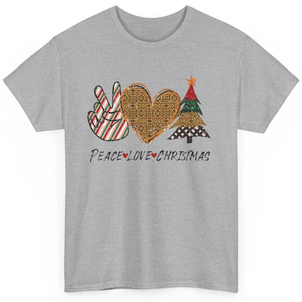Peace Love Christmas Leopard Merry Christmas Vintage Retro Classic Unisex T-Shirt