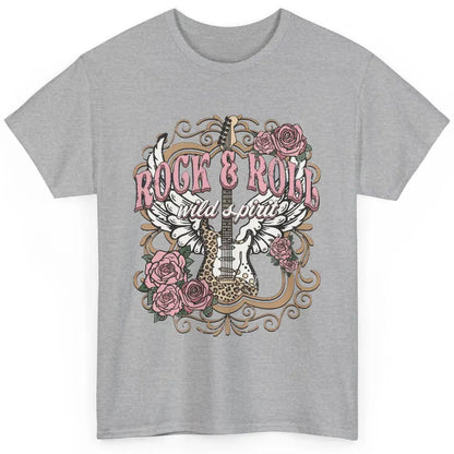 Vintage Rock Roll Wild Spirit Leopard Guitar Floral Western Classic Unisex T-Shirt