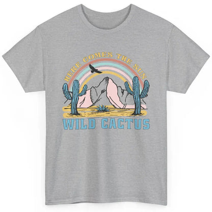 Retro Rainbow Here Come The Sun Wild cactus Desert Western Classic Unisex T-Shirt