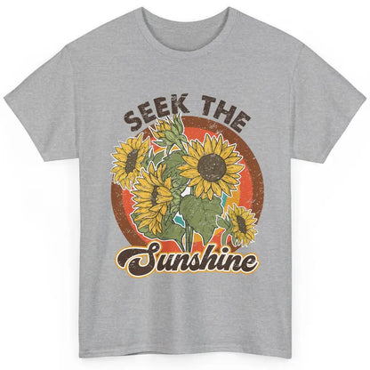 Retro Rainbow Sunflower Seek The Sunshine Peace Hippie Girl Classic Unisex T-Shirt