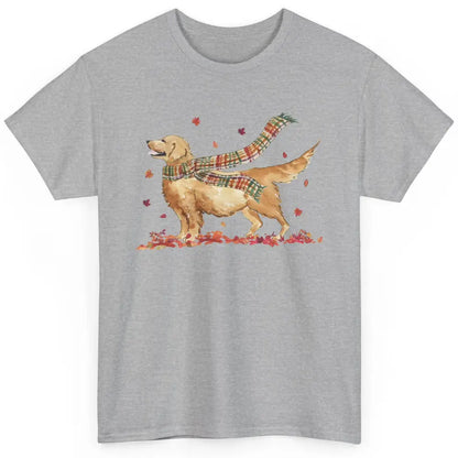 Funny Golden Retriever Autumn Falling Leaves Halloween Fall Classic Unisex T-Shirt
