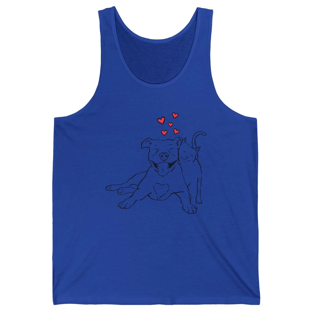 Pittie And Kitty Cute Pitbull Cats And Dogs Lovers Gift Unisex Jersey Tank