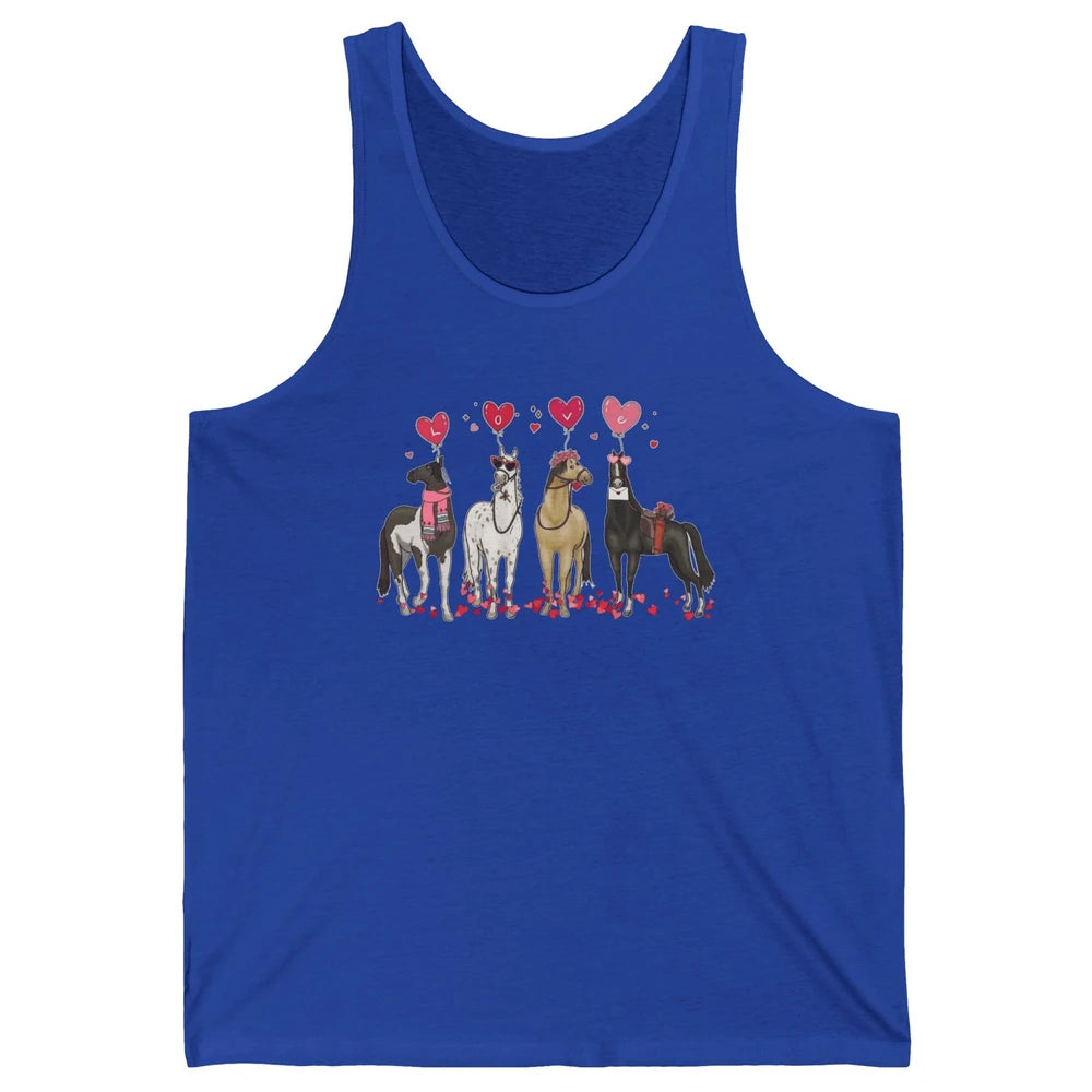 Cute Horse Valentine's Day Horses Cowgirl Rodeo Howdy Western Country Heart Love Balloon Unisex Jersey Tank