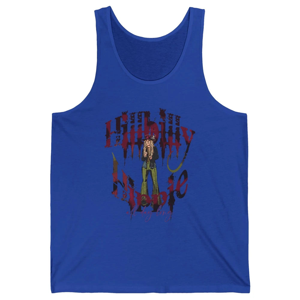 Retro Cowgirl Hillbilly Hippie All Day Long Western Country Unisex Jersey Tank