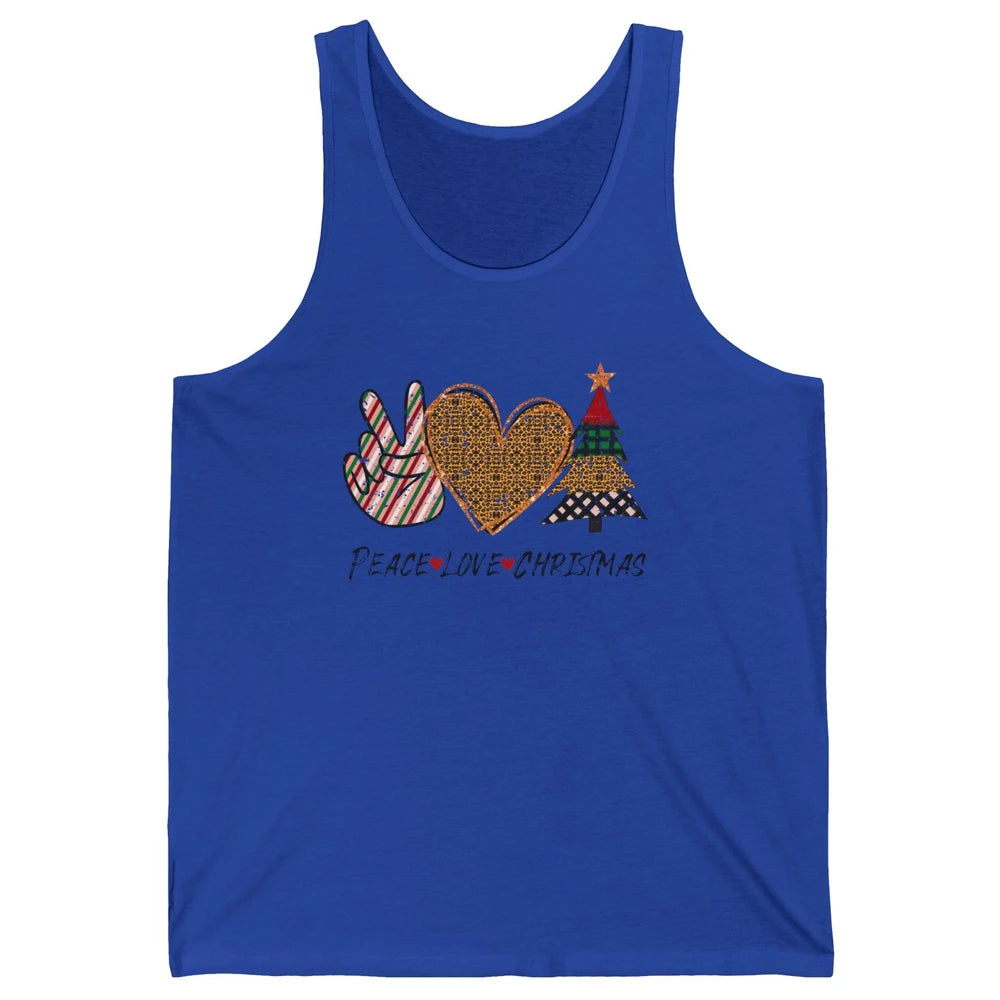 Peace Love Christmas Leopard Merry Christmas Vintage Retro Unisex Jersey Tank