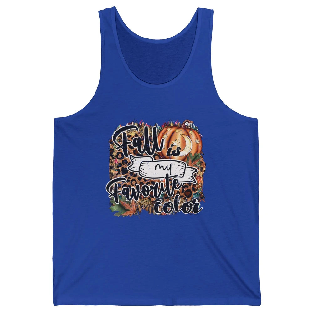 Retro Pumpkin Fall Is My Favorite Color Leopard Autumn Gift Unisex Jersey Tank