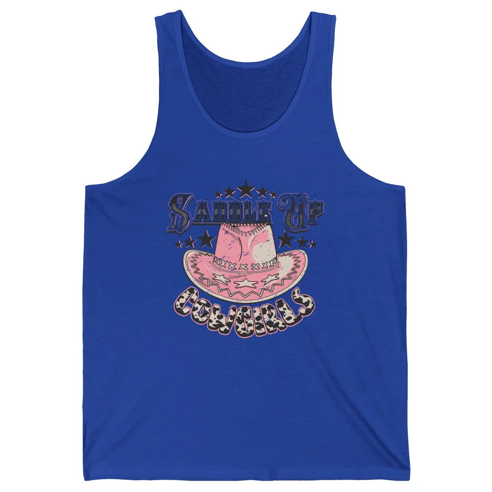 Cowgirl Hat Cow Print Saddle Up Cowgirl Western Country Gift Unisex Jersey Tank