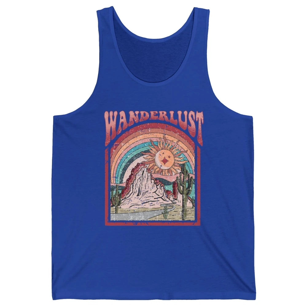 Retro Wanderlust Desert Cactus Wander Boho Adventure Western Unisex Jersey Tank