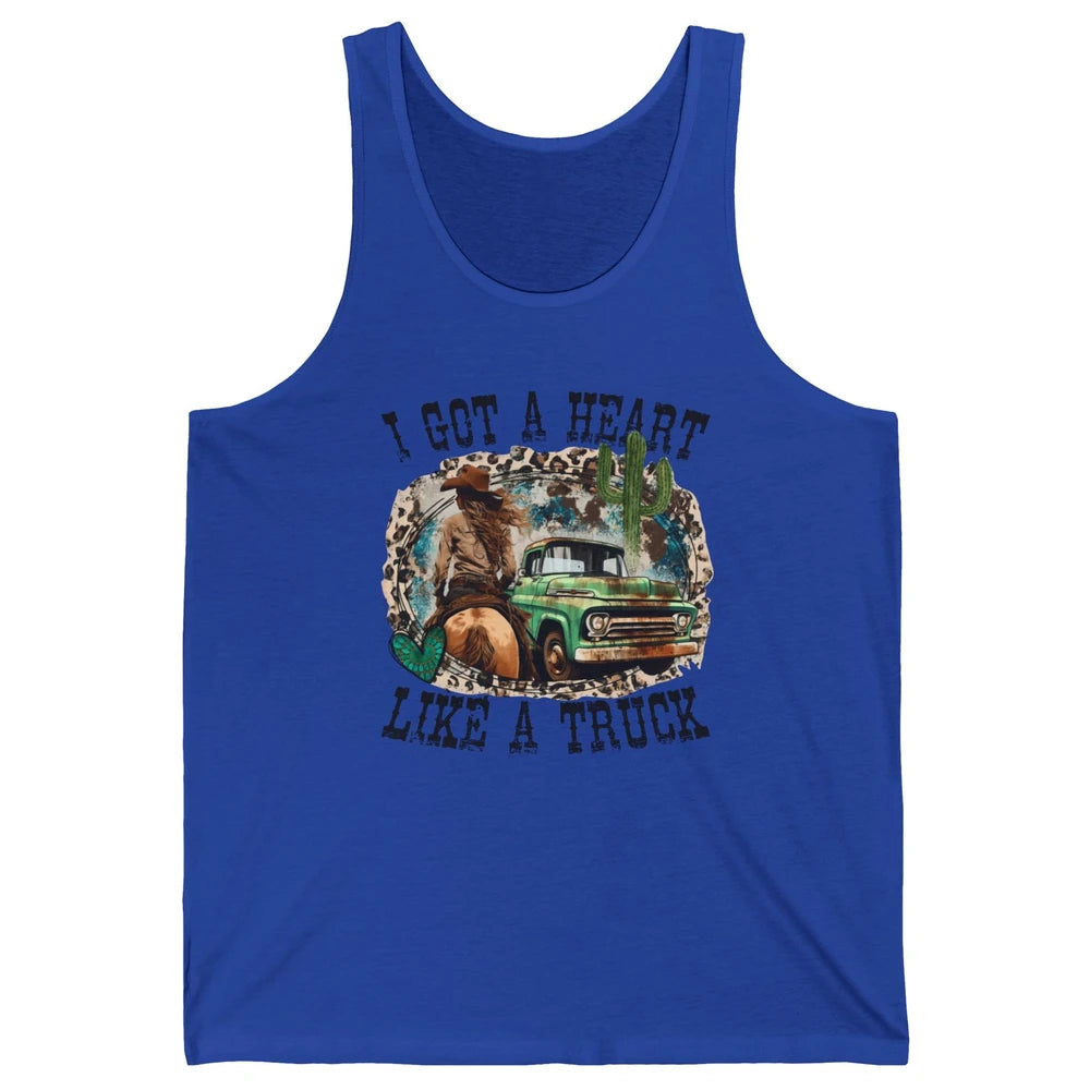 Leopard Cowgirl I Got A Heart Like A Truck Western Country Unisex Jersey Tank