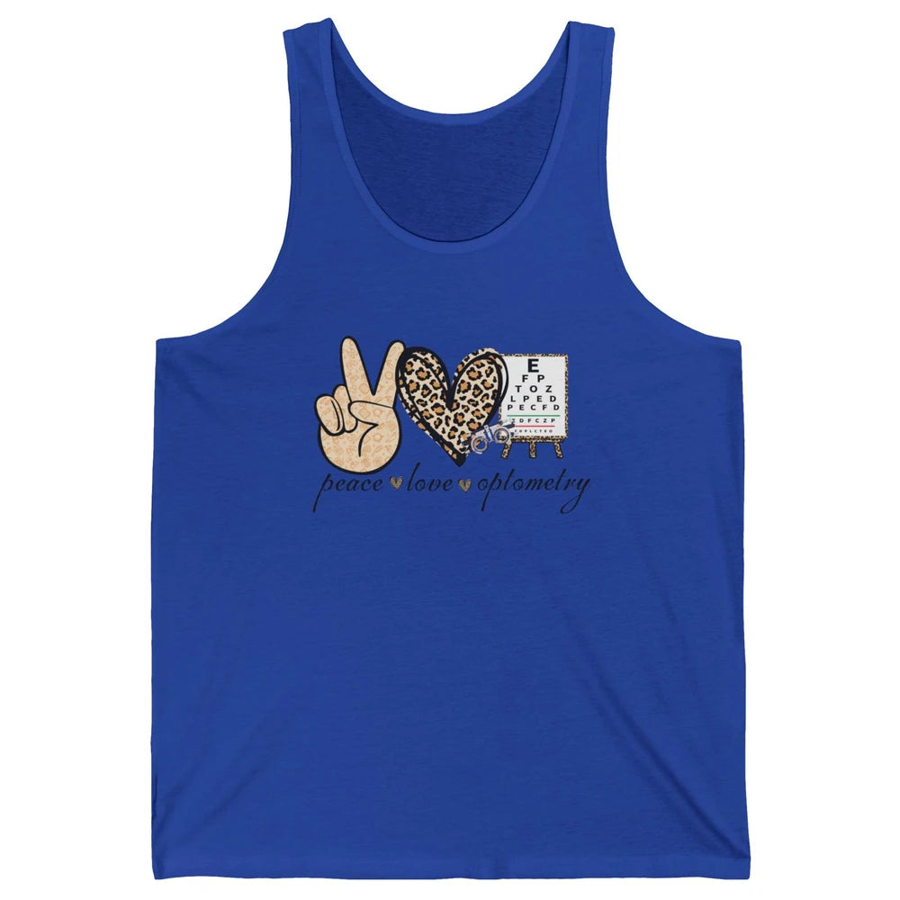 Peace Love Optometry Leopard Optometrist Optician Life Gift Unisex Jersey Tank
