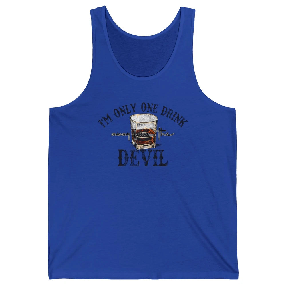 Retro Whiskey I'm Only One Drink Away From The Devil Western Unisex Jersey Tank