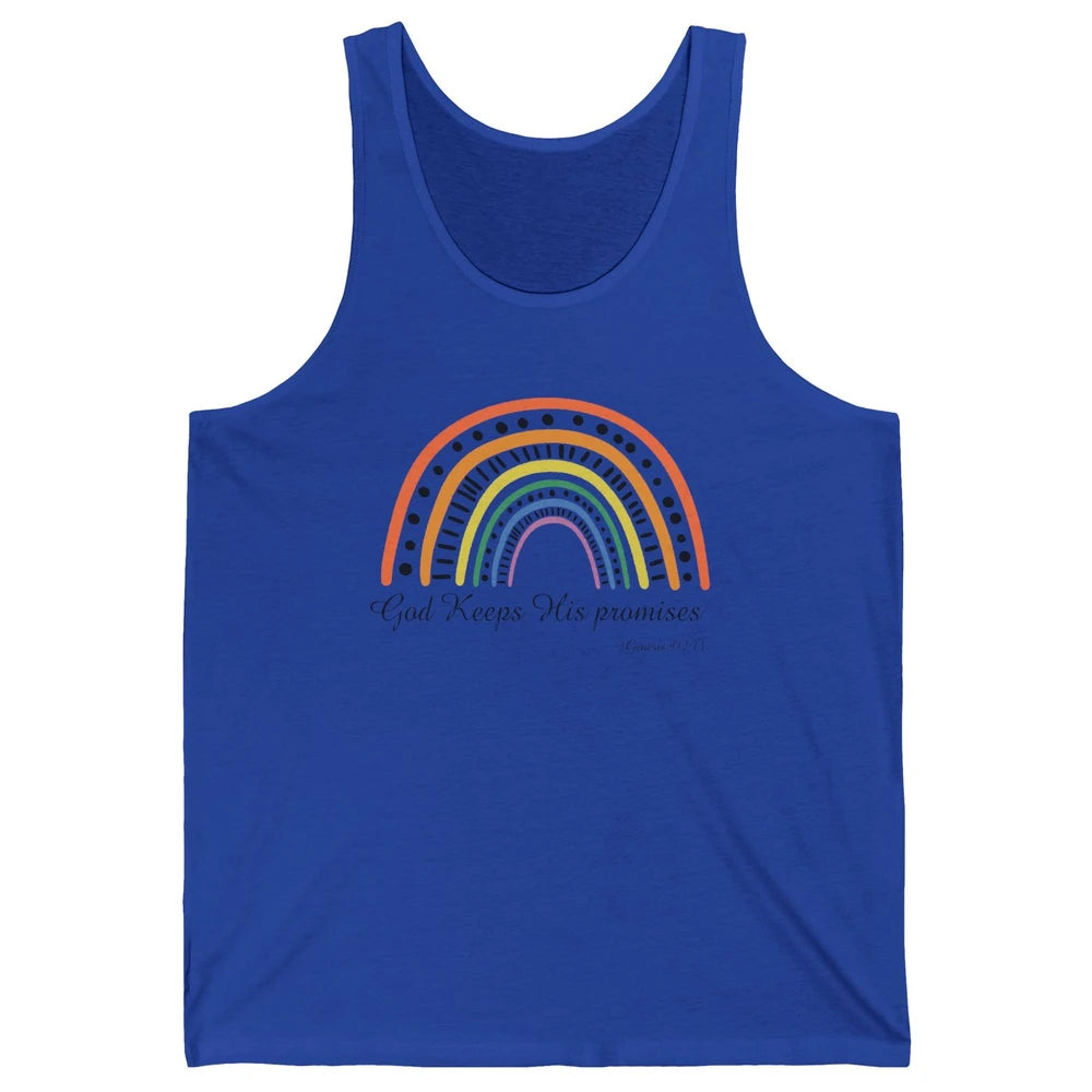 Retro Rainbow God Keeps His Promises Christian Religious Unisex Jersey Tank