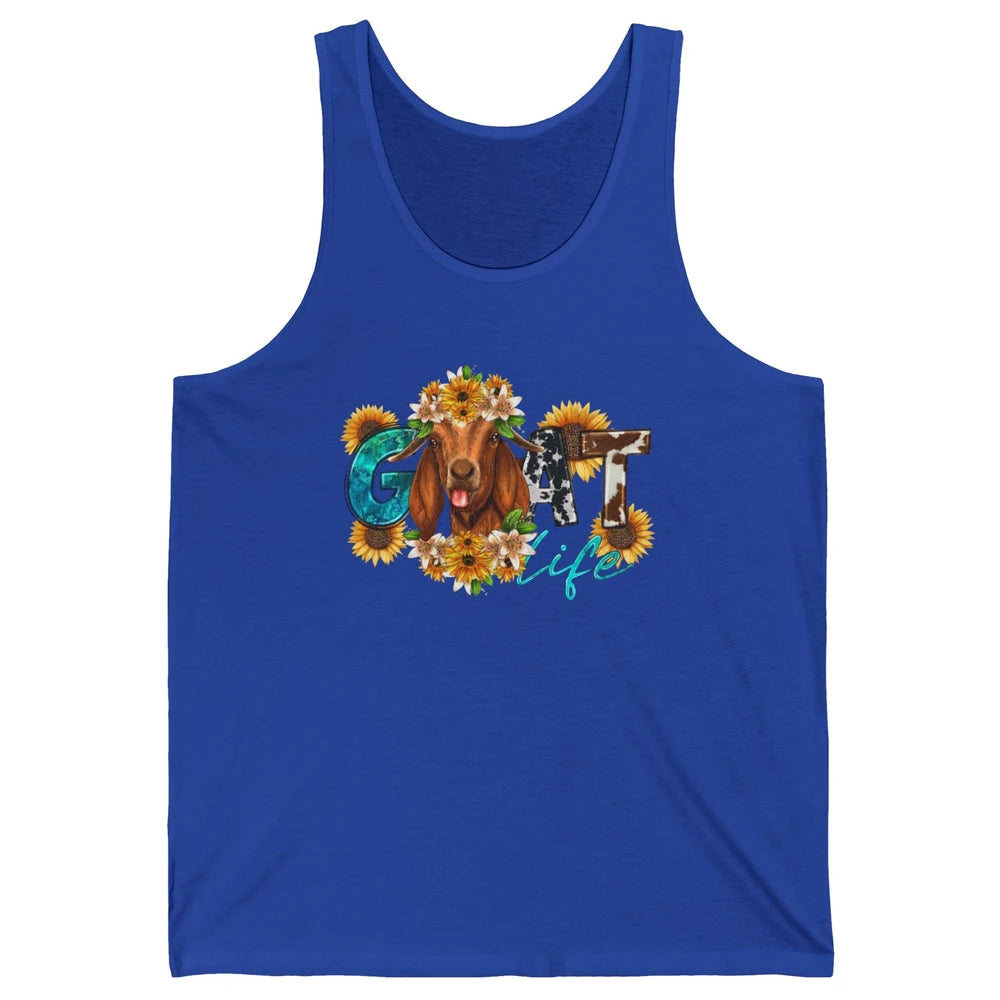 Sunflower Goat Life Just A Girl Who Love Goat Farmer Western Unisex Jersey Tank