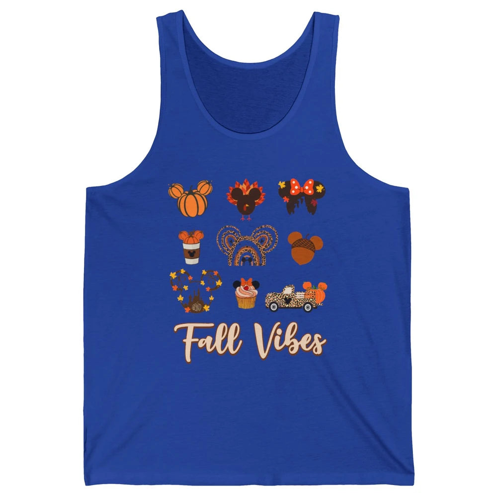 Retro Fall Vibes Pumpkin Turkey Halloween Fall Thanksgiving Unisex Jersey Tank