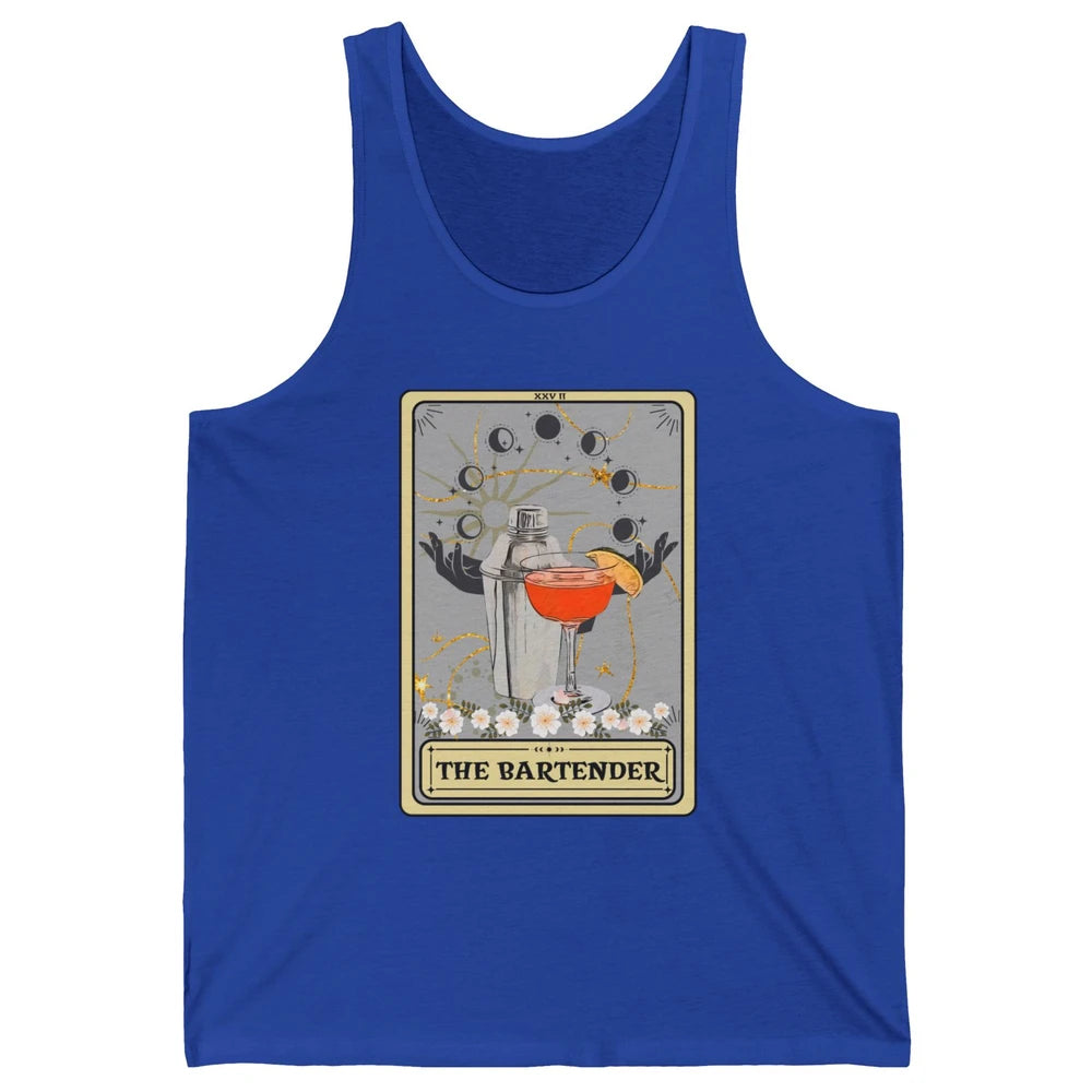 Retro The Bartender Tarot Card Barista Halloween Bartender Unisex Jersey Tank