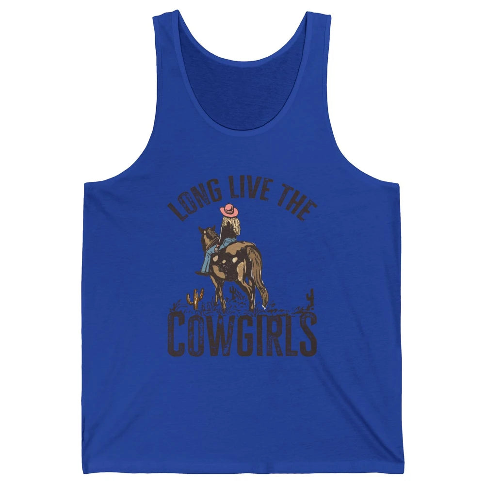 Retro Long Live The Cowgirls Horseback Rider Western Country Unisex Jersey Tank