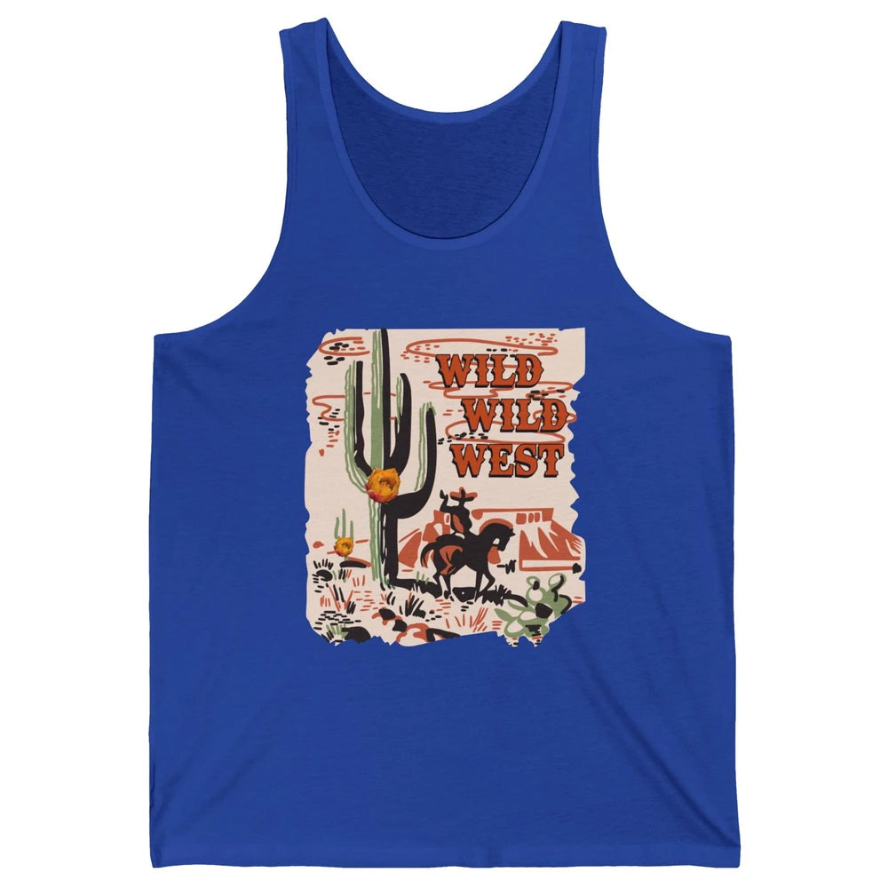 Retro Cowboy Wild Wild West Desert Cactus Western Cowgirl Unisex Jersey Tank