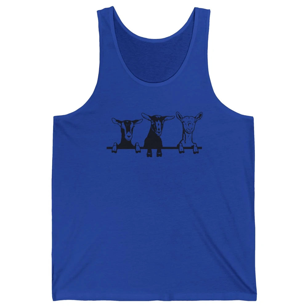 Cute Goats Farm Funny Face Farming Animal Mate Woman Men Unisex Jersey Tank