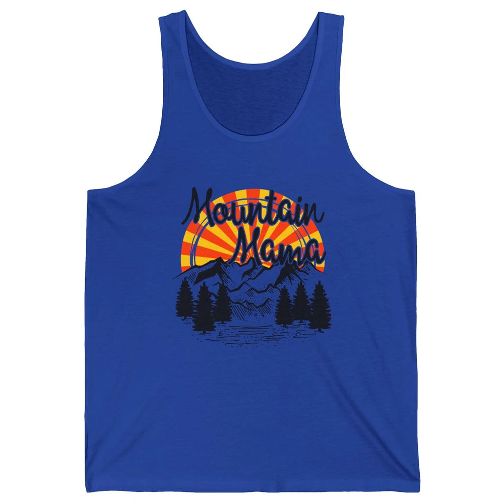 Retro Rainbow Sunset Mountain Mama Hiking Mom Climbing Unisex Jersey Tank