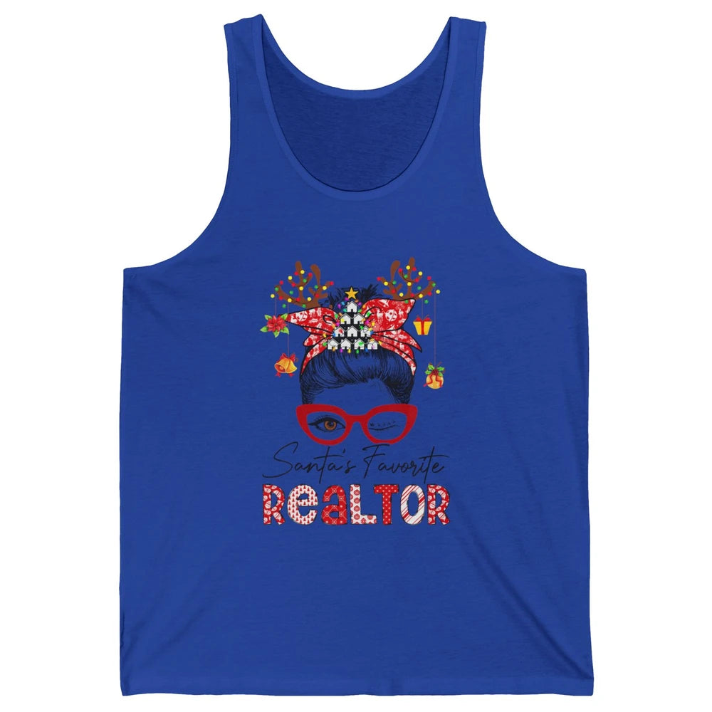 Merry Christmas Xmas Santa Messy Hair Realtor Real Estate Unisex Jersey Tank