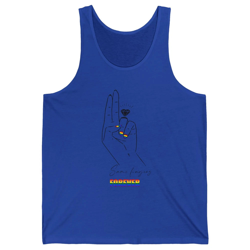 Same Fingers Forever Bride LGBT Engaged Gay Bachelorette Unisex Jersey Tank