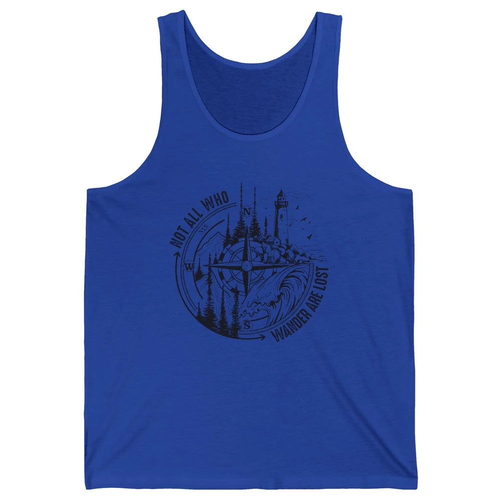 Retro Mountain Adventure Compass Not All Who Wander Are Lost Unisex Jersey Tank