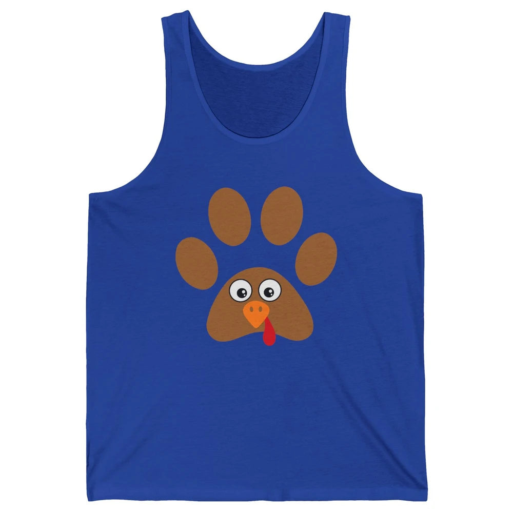 Turkey Pawprint Dog Paw Thanksgiving Cute Puppy Turkey Day Unisex Jersey Tank