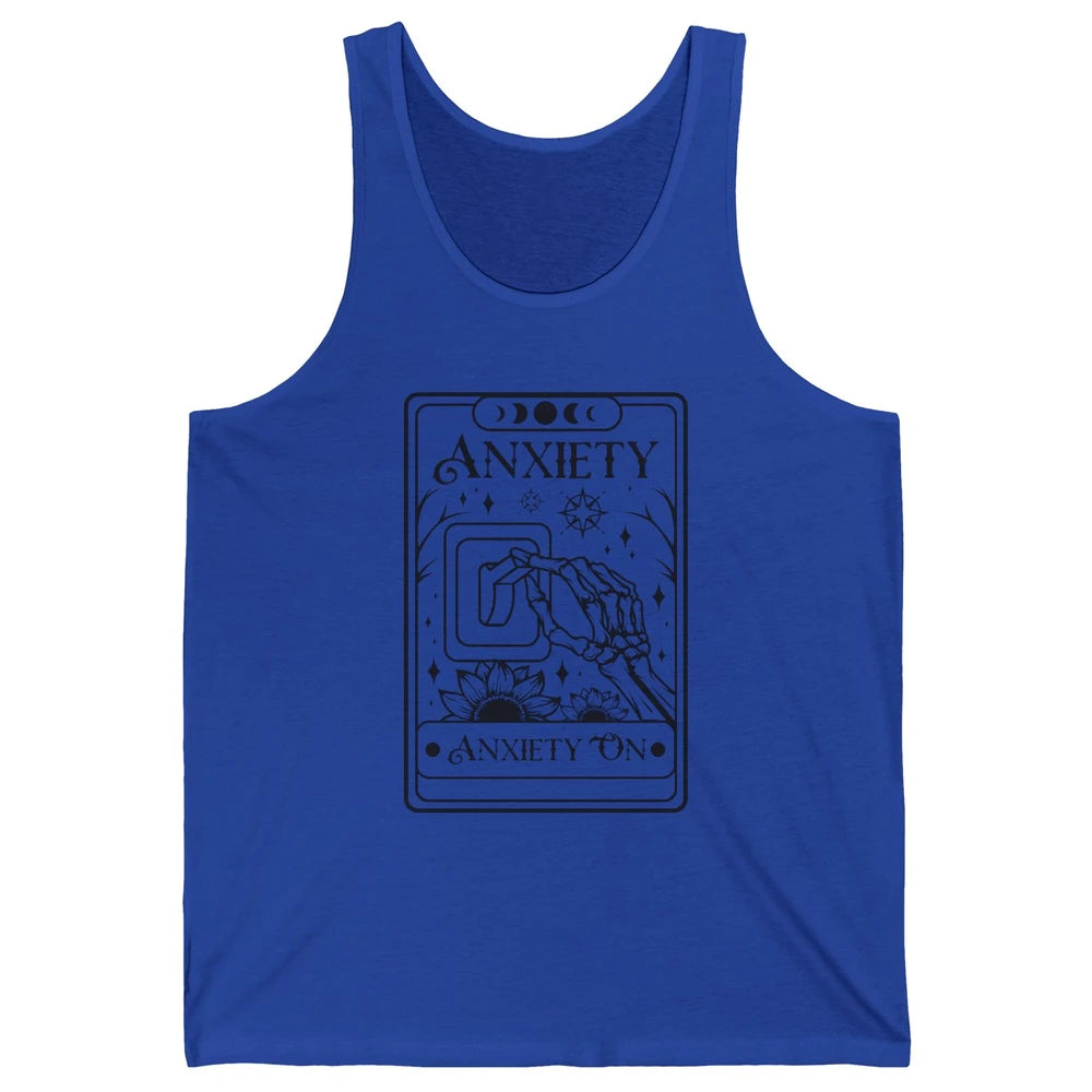 Retro Halloween Skeleton Hand Anxiety On Off Mental Health Unisex Jersey Tank