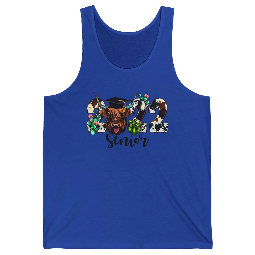 Senior 2022 Highland Cow Western Heifer Graduation 2022 Gift Unisex Jersey Tank