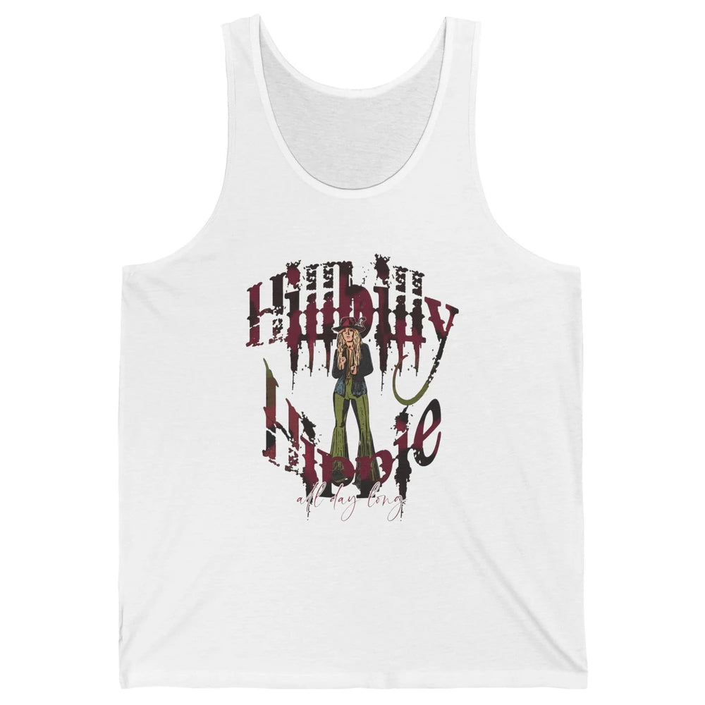Retro Cowgirl Hillbilly Hippie All Day Long Western Country Unisex Jersey Tank