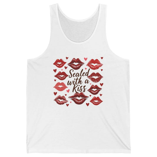 Sealed With A Kiss Sexy Red Lips Happy Valentine's Day Heart Love Unisex Jersey Tank