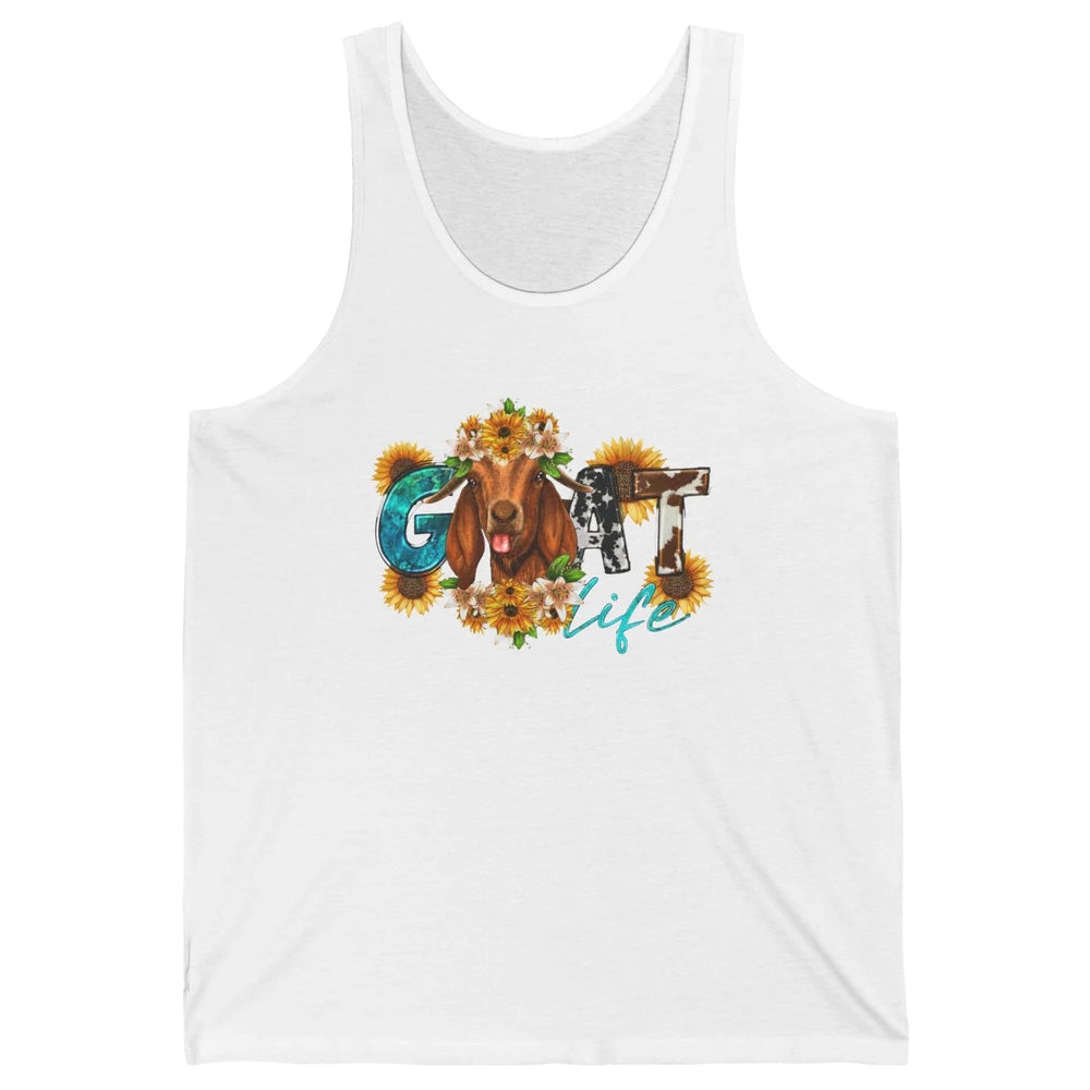 Sunflower Goat Life Just A Girl Who Love Goat Farmer Western Unisex Jersey Tank