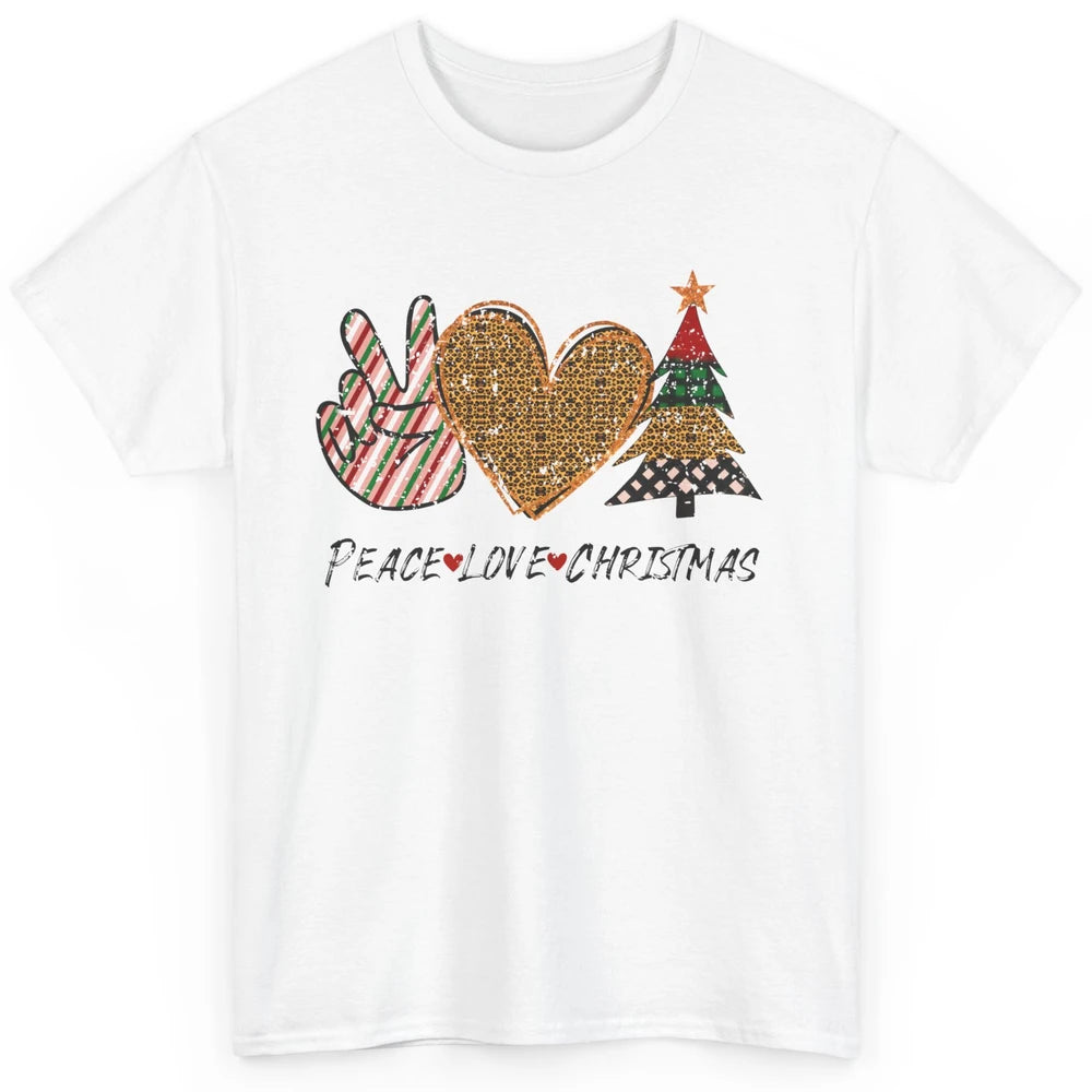Peace Love Christmas Leopard Merry Christmas Vintage Retro Classic Unisex T-Shirt