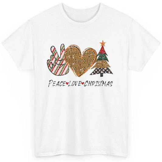Peace Love Christmas Leopard Merry Christmas Vintage Retro Classic Unisex T-Shirt