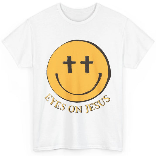 Retro Smiling Face Eyes On Jesus Christian Faith Religious Classic Unisex T-Shirt