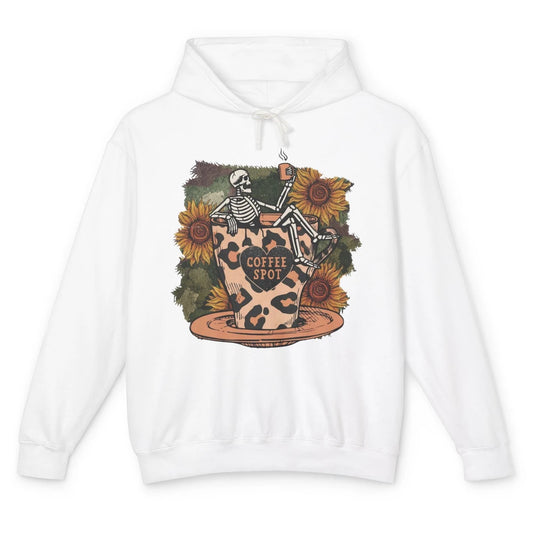 Sunflower Skeleton Dead Inside But Caffeinated Coffee Lovers Unisex Lightweight Hoodie