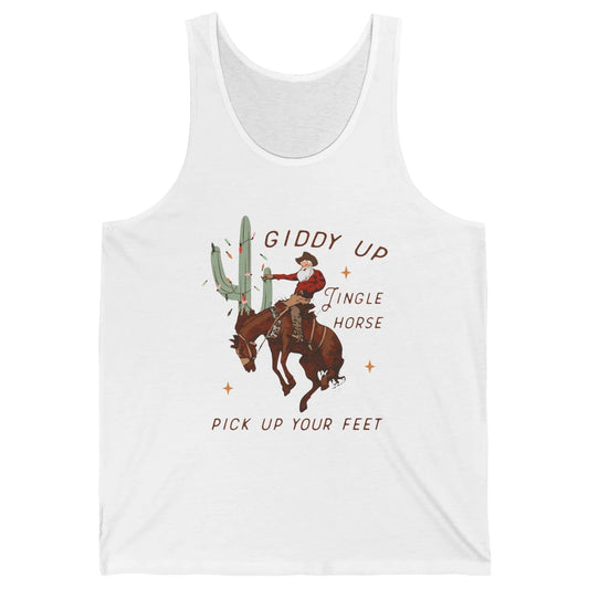 Cowboy Santa Giddy Up Jingle Horse Pick Up Western Christmas Unisex Jersey Tank